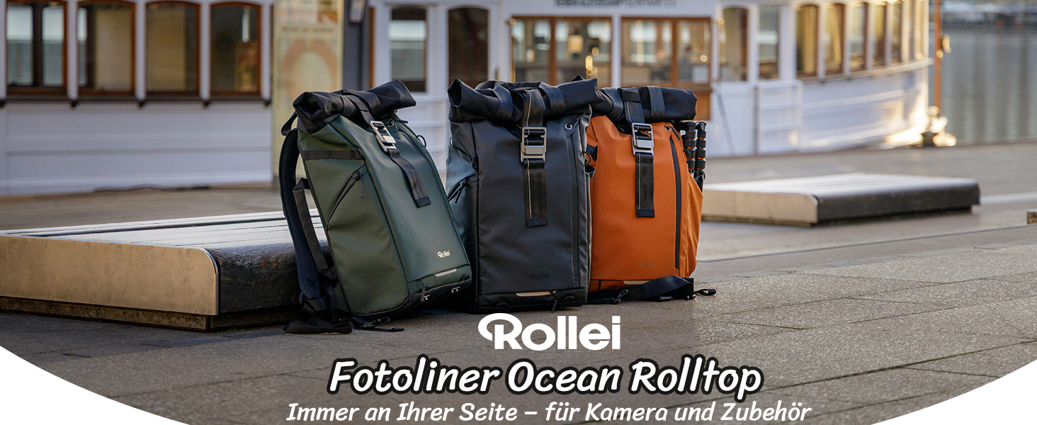 Водонепроникний рюкзак для фототехніки Rollei Fotoliner Ocean Rolltop з відділенням для ноутбука та кріпленням для штатива, помаранчевий