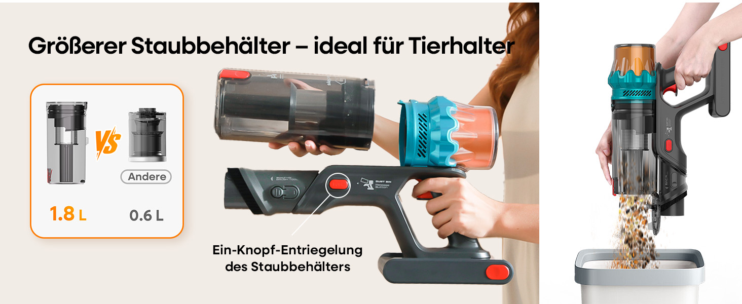 Акумуляторний пилосос ElecKeys K10: 50000Pa, 600W, 70хв, LED дисплей, 1.8L, антинамотування, для тварин, килимів, твердих поверхонь, авто, блакитний