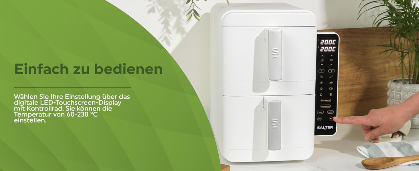 Фритюрниця Salter VertiCook Ultra з вертикальним подвійним ящиком, 9л, 12 функцій, без PFAS