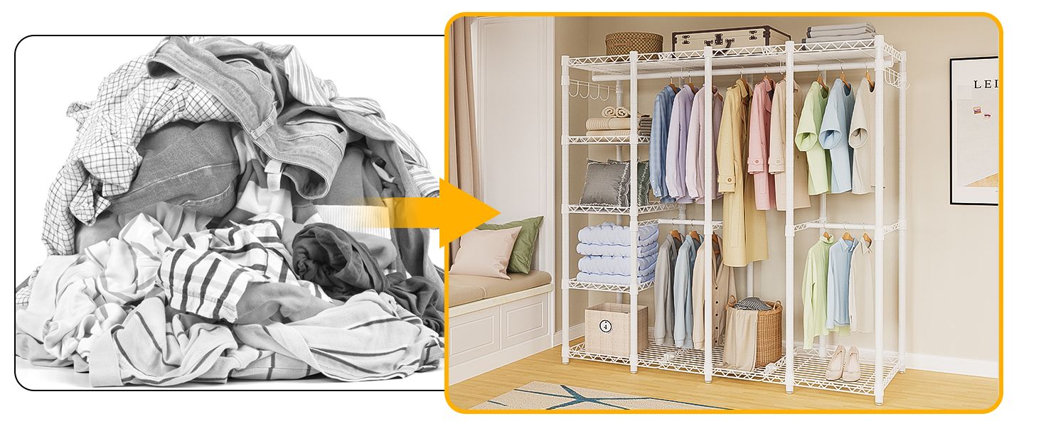 Відкритий шафа-система AQRA з регульованими полицями та штангами для одягу, чорний (193.5 x 43.5 x 195 см)