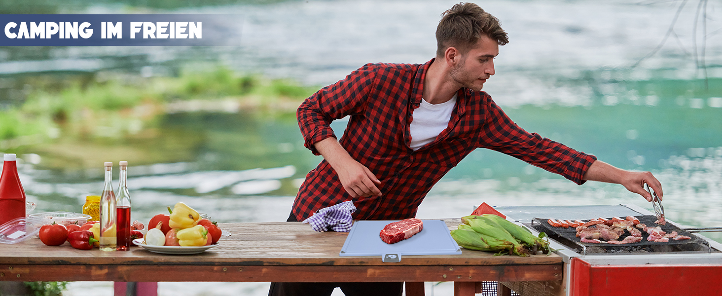 Набір з 3 дерев'яних обробних дощок, великі, з антибактеріальним покриттям, з пресом для часнику, для кухні, для овочів/фруктів/м'яса, бежевий+зелений+темно-синій