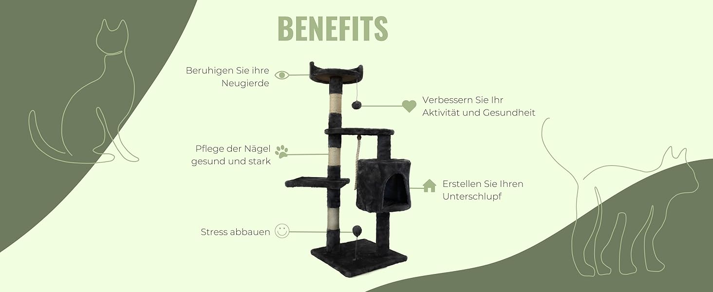Драбина для котів Mobiclinic® Pets Silvestre, сіра, середнього розміру, з платформами та укриттям
