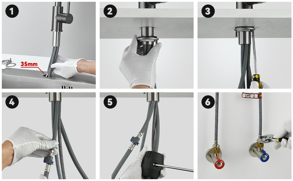 Змішувач кухонний висувний CECIPA з душем, нержавіюча сталь, 2 режими, 360° обертання, високий тиск, щіткова сталь (грашко-чорний)