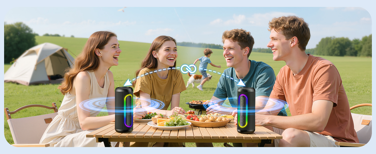 Портативна Bluetooth колонка UOHHBOE 30W з RGB підсвічуванням, TWS Stereo, 24 години роботи, IPX5 водонепроникність