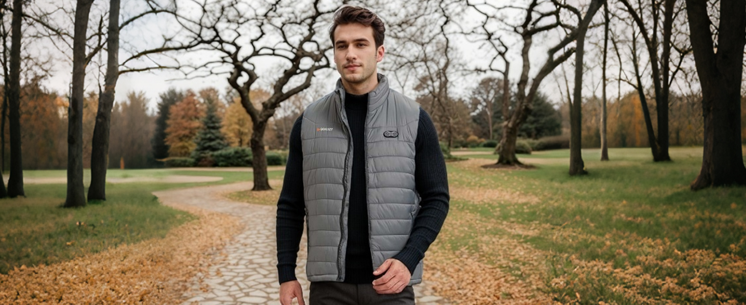 Обогрівальний жилет Gokozy для чоловіків та жінок з акумулятором 10000 mAh та 5 зонами обігріву, для катання на лижах та полювання (M, Сірий)