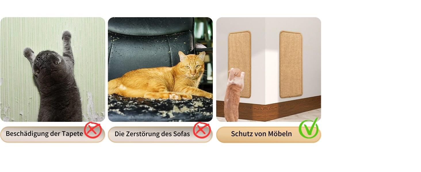 Килимок для котів JanYoo від подряпин, сизаль, 60x25 см (2 шт., коричневий)