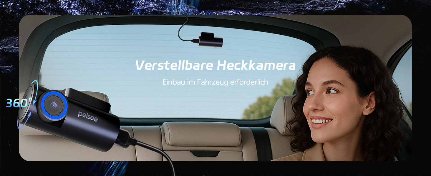 Автомобільний відеореєстратор Pelsee 4K Dashcam (передній та задній) з сенсором STARVIS 2, 3.39'' IPS дисплеєм, 24Гн паркуванням, 5.8GHz WiFi, HDR, WDR, ADAS, GPS та карткою пам'яті 64ГБ