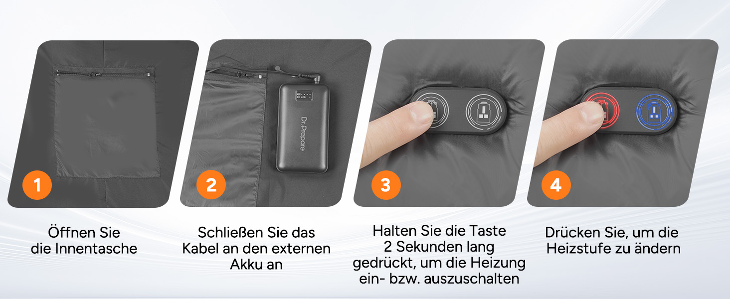 Обогрівальна жилетка Dr.Prepare для чоловіків та жінок з Powerbank 16000mAh, 3 режими нагріву, 10 зон нагріву, для активного відпочинку, подорожей, спорту, чорна