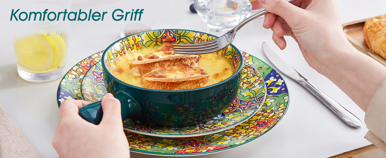 Набір супових тарілок Vancasso SIMI, 4 шт, 690 мл, порцеляна, богемський стиль, для супу/мюслі/пасти, мікрохвильова та духовка