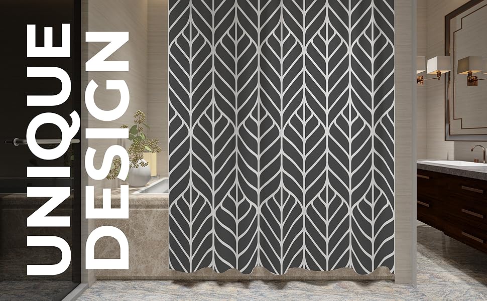 Шторка для душу 180x180 см | Шторка для ванни антигрибкова сіра | Геометрична шторка для ванни сірого кольору | Шторка для ванни абстрактного сірого дизайну