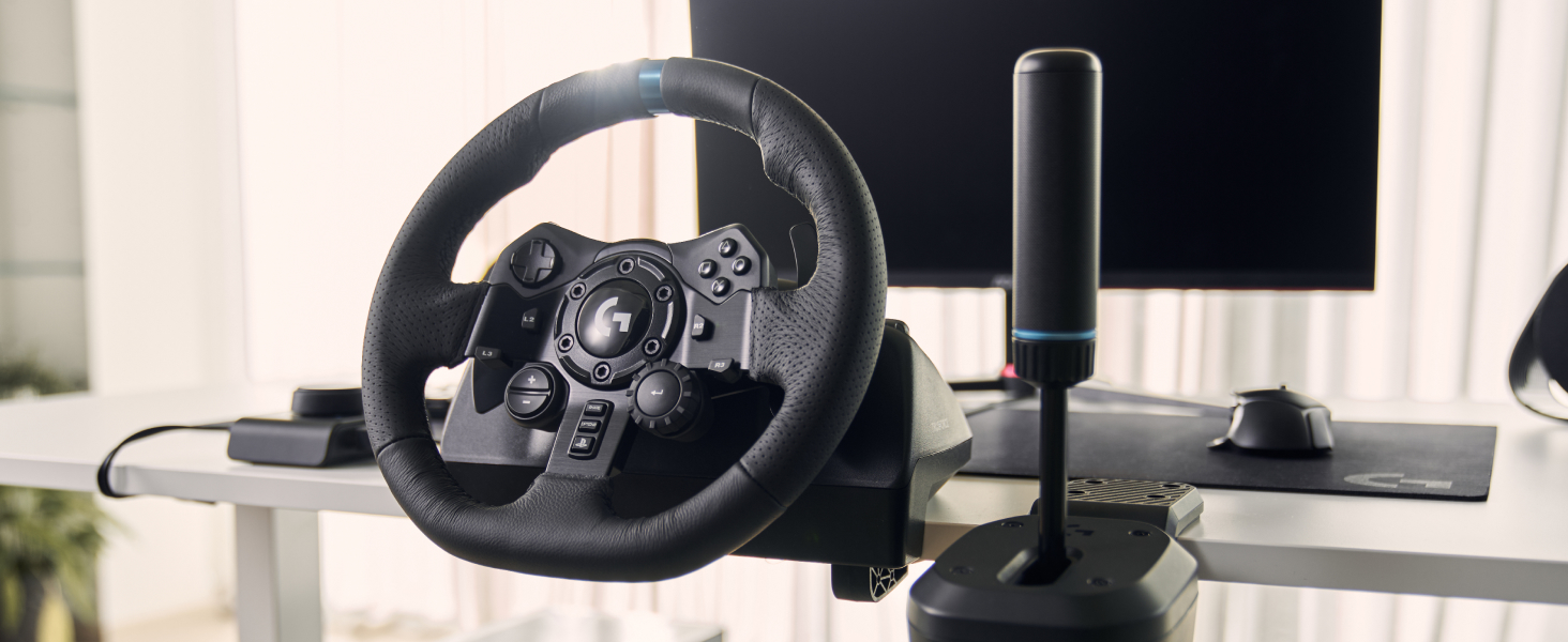 Руль Logitech G923 TRUEFORCE з педалями для PS5, PS4, PC, Mac - Чорний, з адаптером для перегонів