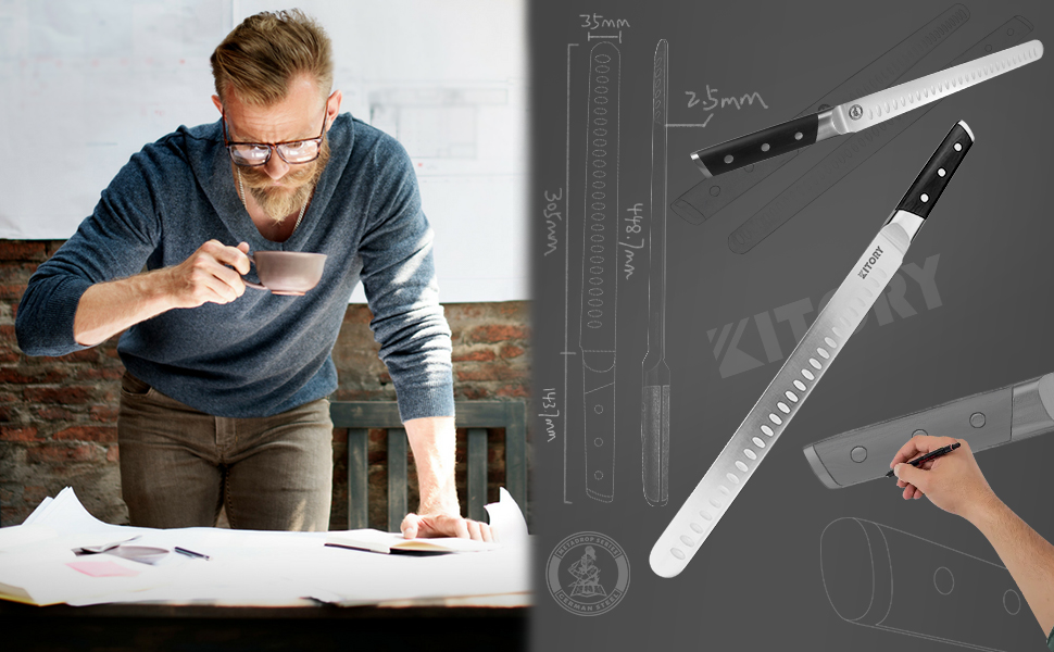 Kitory Hackmesser 18 см, кухонний ніж-сікач з нержавіючої сталі, з ручкою Pakkawood (Mtd01de)