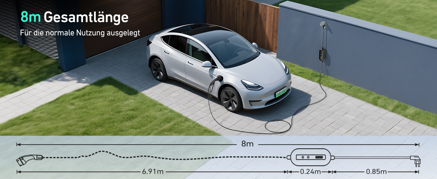 Кабель для зарядки електромобіля EVJUICION Typ 2 Schuko, 3.68kW, 6м, 6-16A, IP67. Підходить для ID.3, ID.4, X1, Model Y/3 та інших PHEV/EV