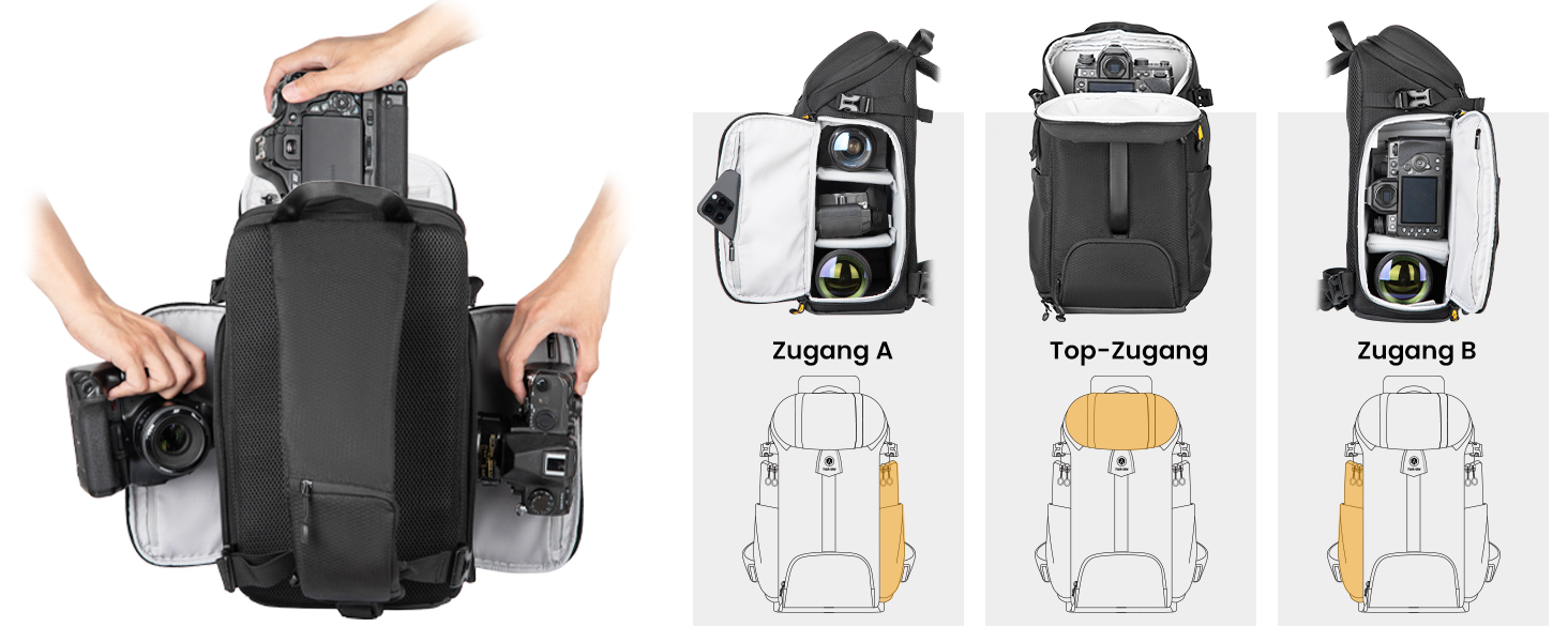 Сумка для камери Tarion Sling: фотосумка на плече для DSLR, об'єктивів, штативів та аксесуарів (чорна)