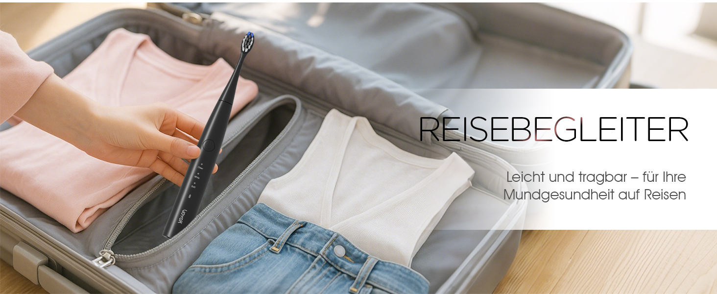 Електрична звукова зубна щітка Ultraschall ET110 (Чорна) - 41000 VPM, 70 днів роботи, 6 насадок, таймер, IPX7