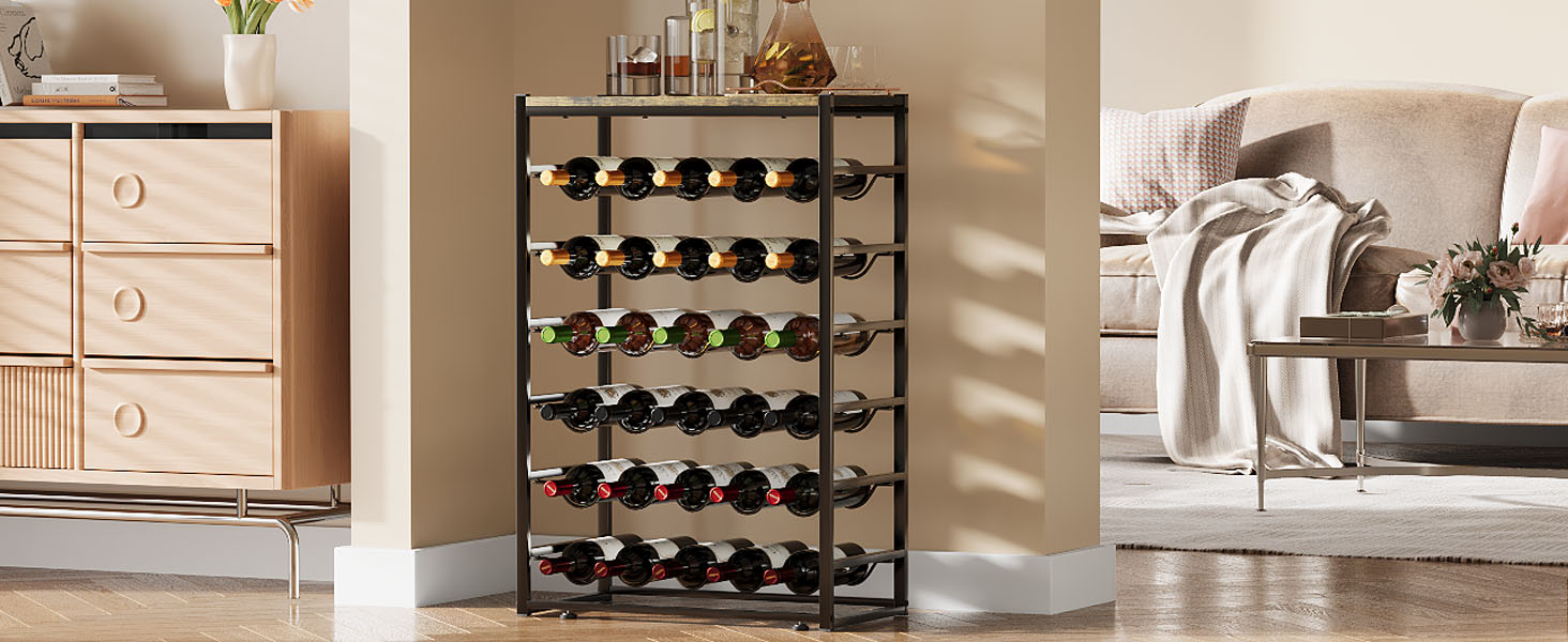 Стильна вітрина для вина Urban Deco на 30 пляшок з дерев'яною стільницею, чорна металева полиця для кухні, бару, погреба, їдальні, 59 x 30 x 89 см