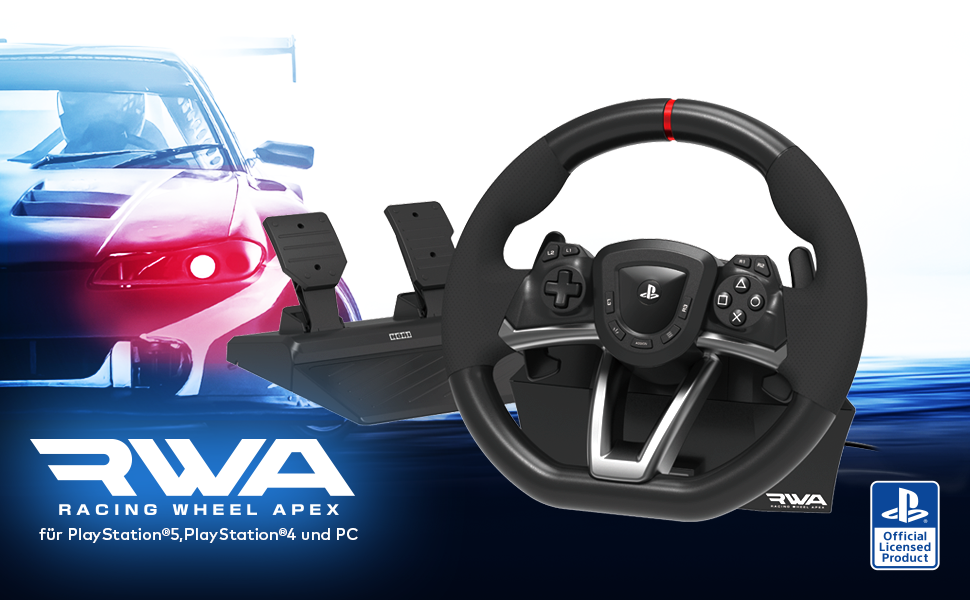 HORI RWA Racing Wheel Apex для PS5, PS4 та PC - офіційно ліцензований аксесуар Sony