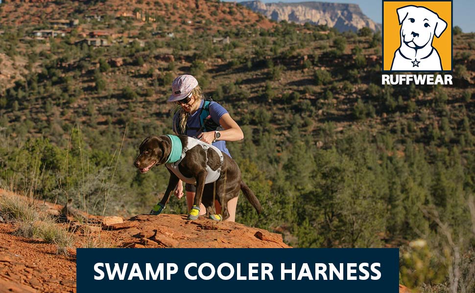 Охолоджувальна шлейка для собак RUFFWEAR Swamp Cooler, легка та міцна, з ручкою, регульована, для великих порід, графітово-сіра, 81-107 см