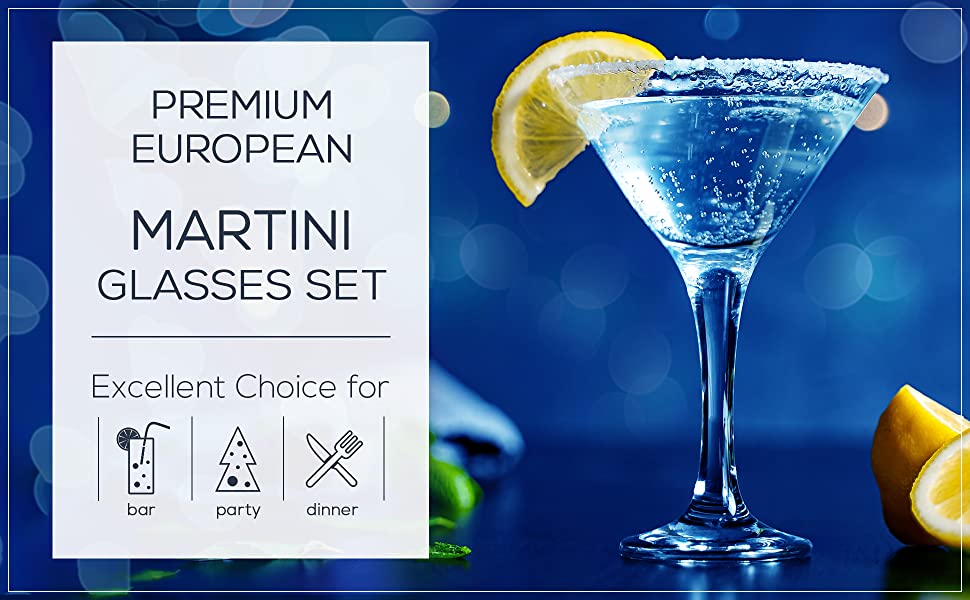 Набір мартіні склянок CRYSTALIA Premium, 4 шт, 175 мл, без свинцю, для коктейлів, Cosmopolitan, підходить для миття в посудомийній машині