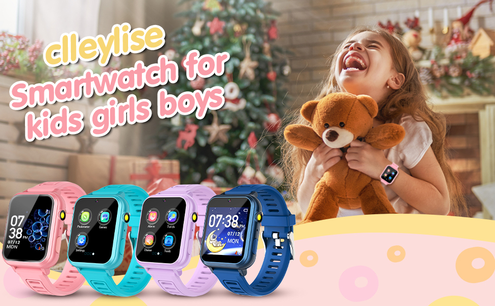 Смарт-годинник Clleylise для дітей 4-12 років: ігри, музика, камера, лічильник кроків, телефонні дзвінки (фіолетовий)