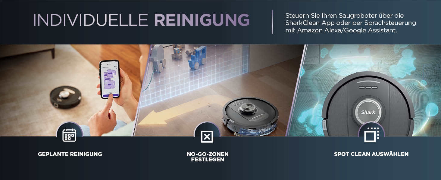 Робот-пилосос Shark PowerDetect 2-в-1 з функцією миття, NeverTouch Pro, самостійне очищення до 60 днів, LiDAR-навігація, NeverStuck, керування через додаток, RV2800ZEEU, 2 щітки, Anti-Micro Pads, 1 капсула