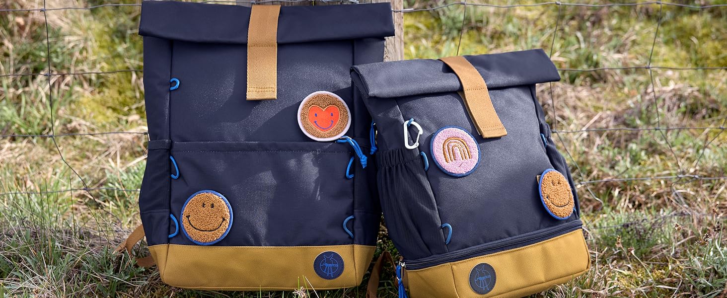 Дитячий рюкзак LÄSSIG з нагрудним ременем, 12 літрів, водонепроникний, Rolltop, зелений/блакитний