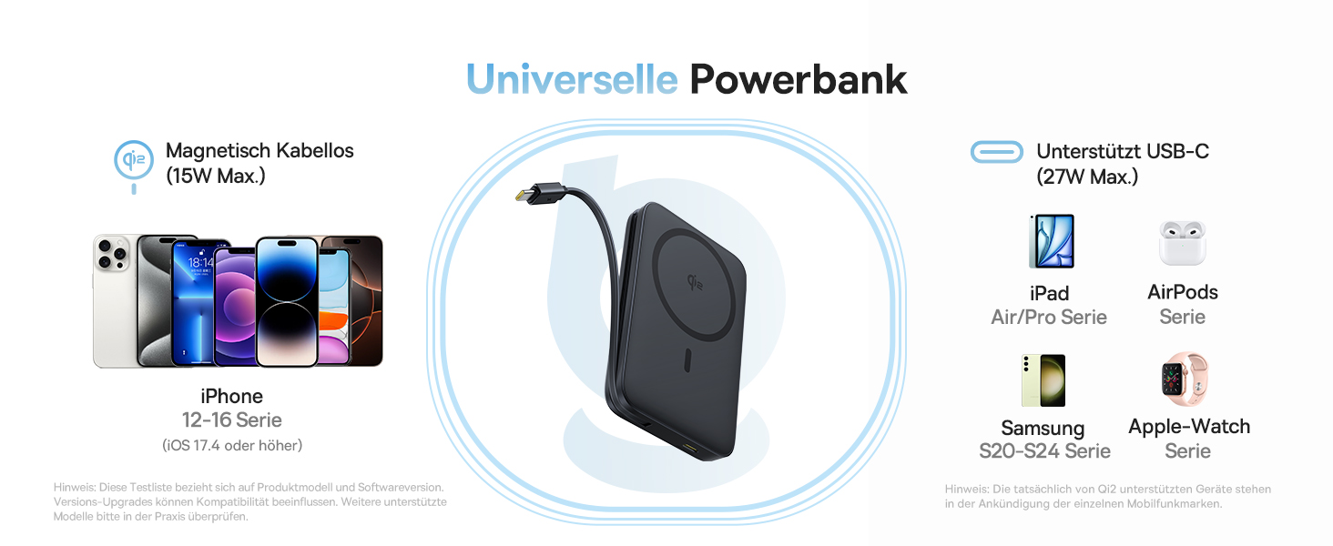 Power Bank Baseus EnerFill MagSafe 10000mAh, 22.5W USB-C, 15W Wireless, для iPhone 17/16/15/14/13/12, сірий