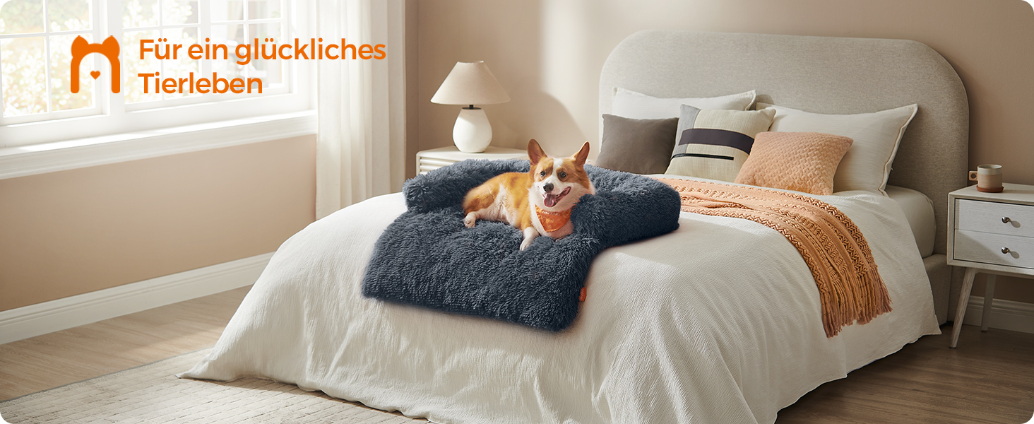 Ліжко для собак Feandrea FluffyHug, м'яка плюшева, 80x75x16 см, сірий Ombré, для собак малого та середнього розміру