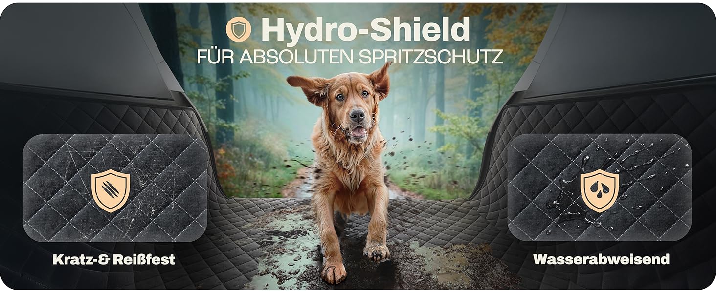 Захист для багажника авто для собак HELDENWERK: водовідштовхуючий, антиковзкий, з захистом бокових панелей та краю, універсальний, чорний (преміум, стеганий)