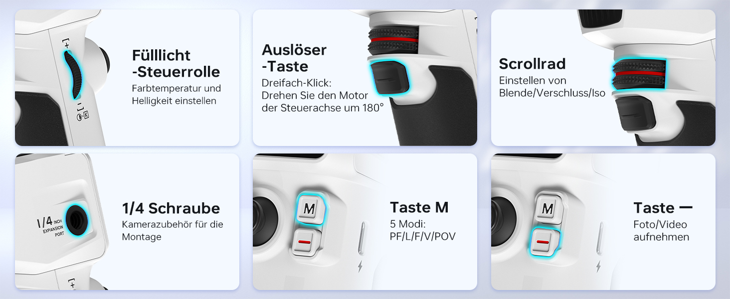 ZHIYUN Crane M3S: Стабілізатор камери з підсвічуванням 1000Lux, Bluetooth, дисплеєм 1.22' та вагою 705г. Підходить для DSLR, беззеркальних камер, смартфонів та екшн-камер.