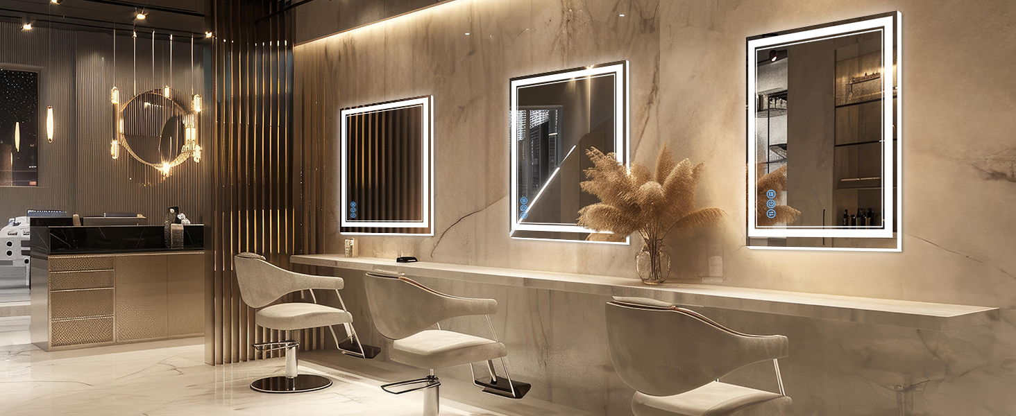 Дзеркало для ванної кімнати з підсвічуванням 100x60 см Faw Halo Double, HD скло, сенсорні кнопки, IP65, 3 кольори, вертикальна/горизонтальна орієнтація, функція пам'яті