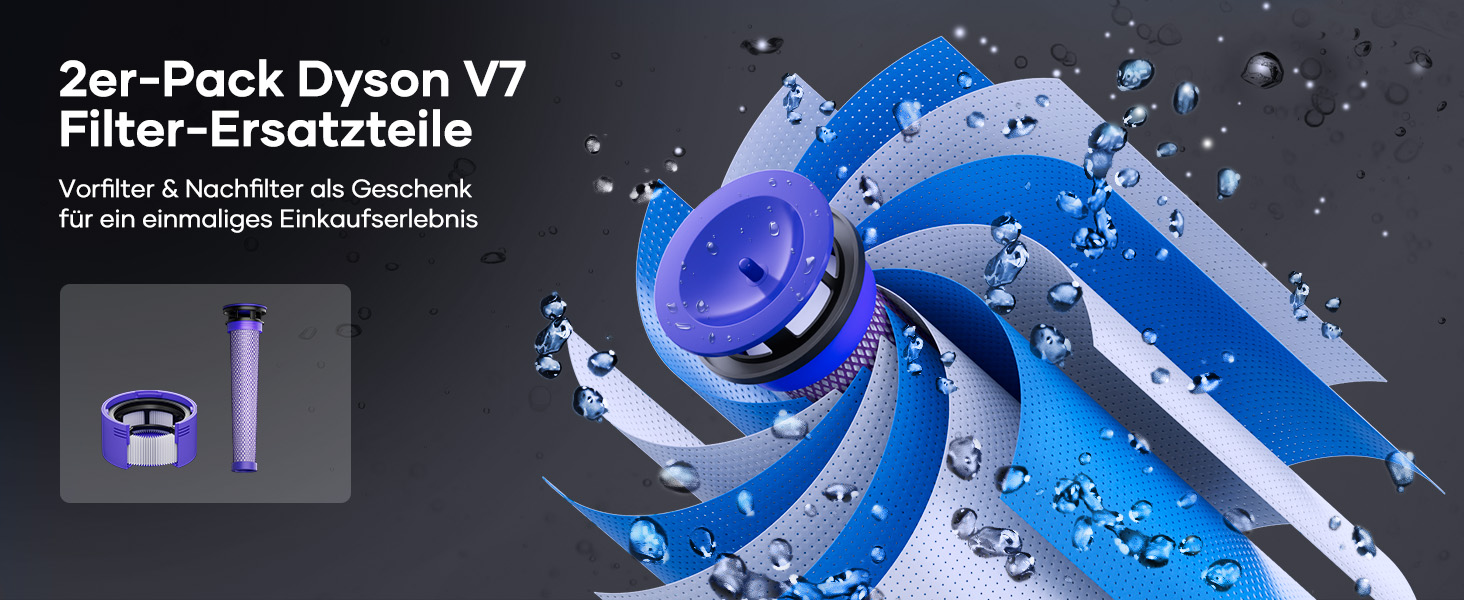 Акумулятор FLYLINKTECH 8.0Ah V8 для пилососів Dyson V8 Absolute/Animal/Fluffy/Motorhead SV10 з 2+1 фільтрами та 4 шурупами