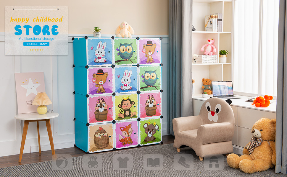 BRIAN & DANY Expandable Kids' Storage Unit with Doors and Hooks