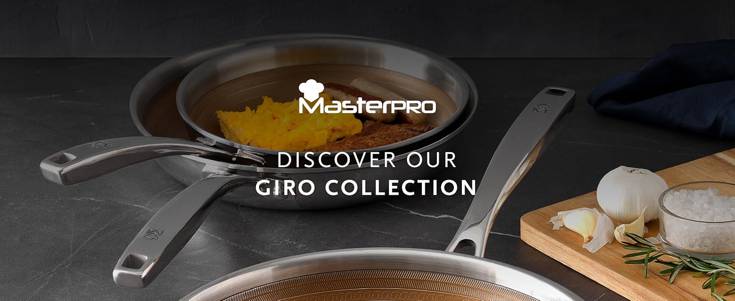 Набір сковорідок MasterPRO Giro 20 і 24 см з нержавіючої сталі з антипригарним покриттям, золотистий, для індукції