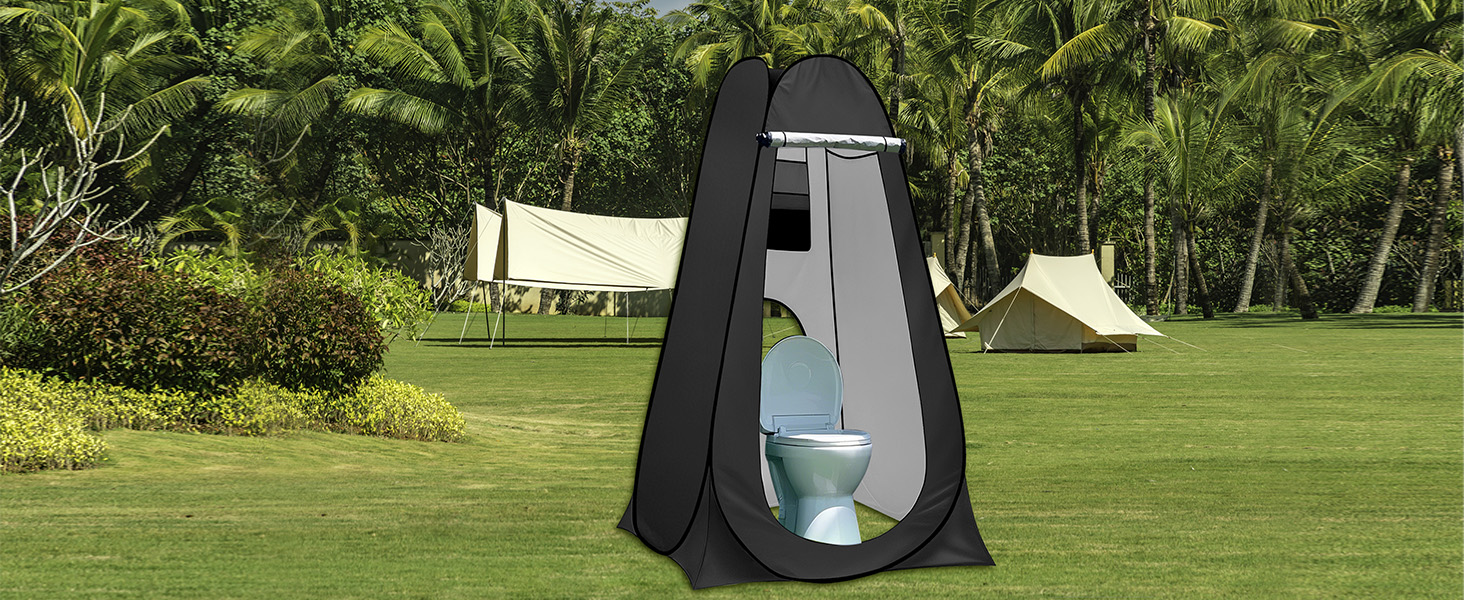 Charmofun Pop Up Shower Tent - Portable Camping Toilet & Changing Tent with UV Protection - Black