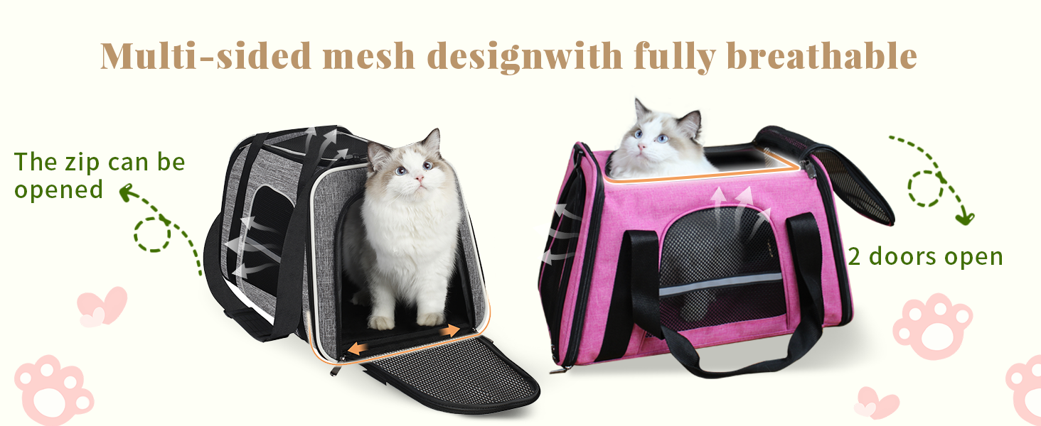 Транспортна сумка для котів HiCaptain, складана, з плечовим ременем, м'яка, для маленьких собак та цуценят до 7 кг (рожева), 46 x 29 x 30 см