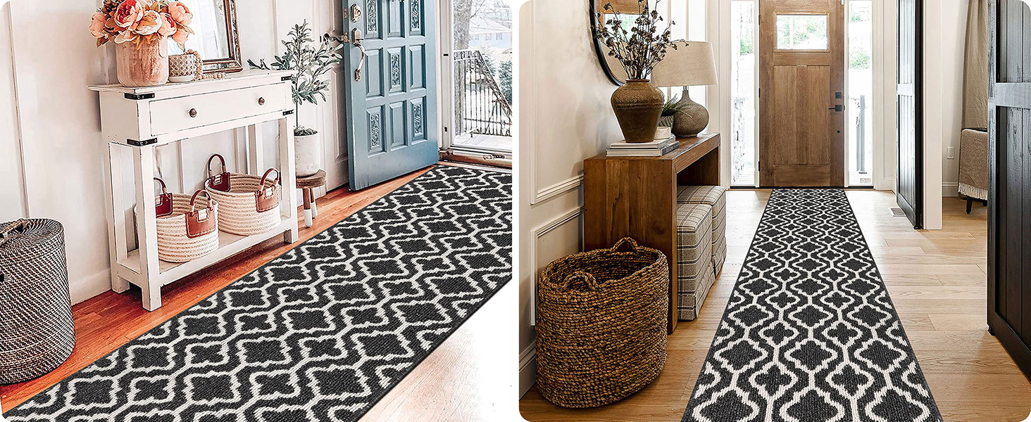 Придверний килимок SHACOS протибрудовий, протиковзкий, 60x240 см, чорний — для входу, коридору, тераси та саду, можна прати