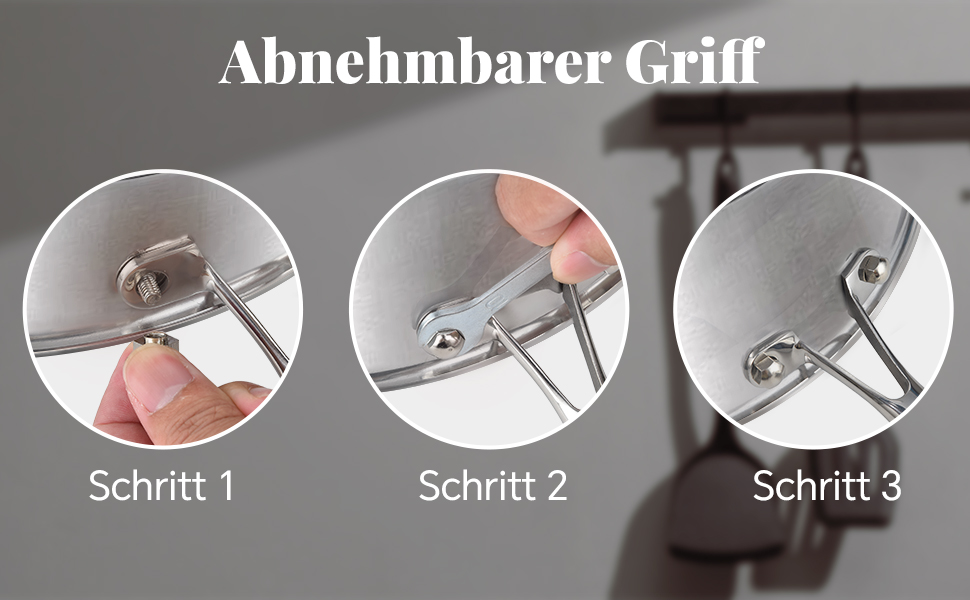 Сковорода Deedro 28 см, індукційна, нержавіюча сталь, без покриття, для всіх типів плит, знімний ручка, можна використовувати в духовці та мити в посудомийній машині