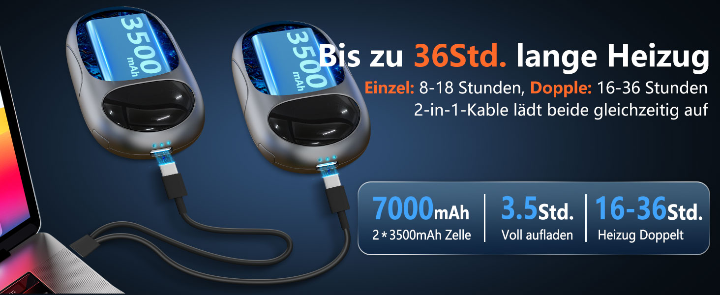 Електричні грілки для рук - 2 шт. з LED-дисплеєм, 3 режими нагріву, акумуляторні, для дітей, чоловіків, жінок - чорні