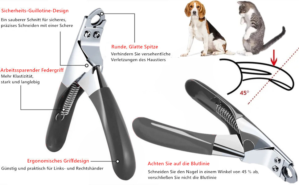 Ножиці для обрізання кігтів домашніх тварин Fdit - для собак та котів, чорний колір