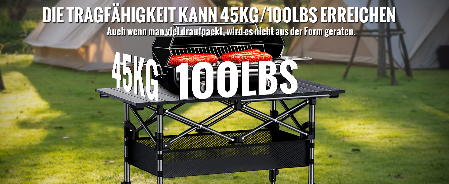 Складаний туристичний стіл Garllen 82x40 см, 2 рівня висоти (44/70 см), з розкатною стільницею, сталевий, для пікніка, грилю, саду, з сумкою