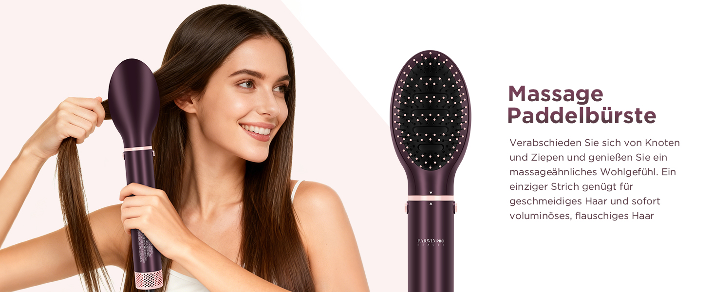 PARWIN PRO BEAUTY MaxAIR 2.0 Multi-Styler Set: 7-в-1 Фен, Плойка, Випрямляч, Щітка для об'єму, 110000 об/хв, Автоматична намотка, Подвійна напруга, Jasper Plum