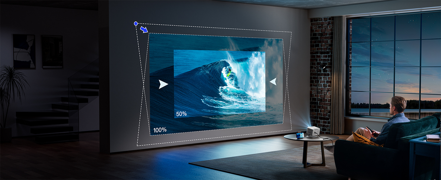 Портативний проєктор Mini Beamer 4K з корекцією трапеції, WiFi6, Bluetooth 5.2, Full HD 1080P, для підключення до телефону/ТБ-приставки/ноутбука/HDMI, A-23000L