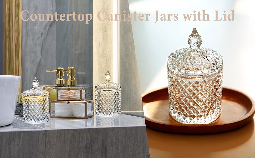 Контейнер для ватних паличок та дисків 2 шт. Прозорий скляний органайзер для ванної кімнати, туалетного столика. Підходить для ватних паличок, дисків, солі для ванни.