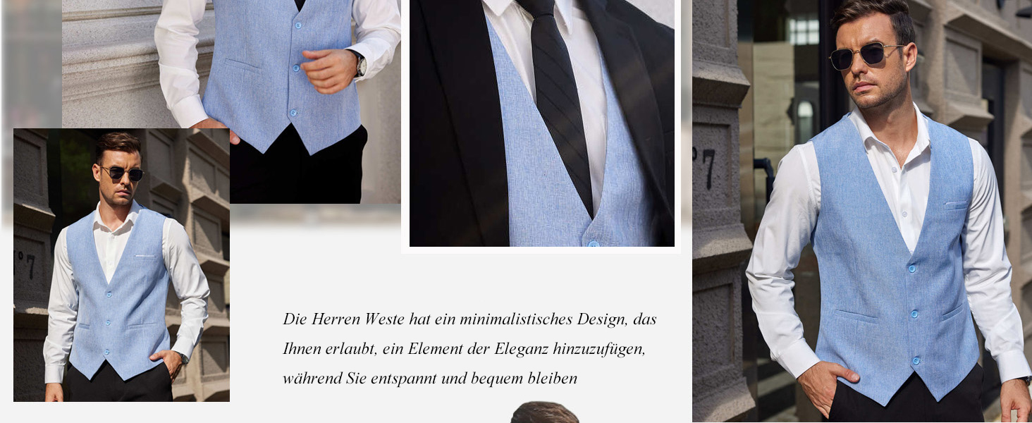 Костюмний жилет чоловічий COOFANDY з кишенями, чорний, розмір XXL