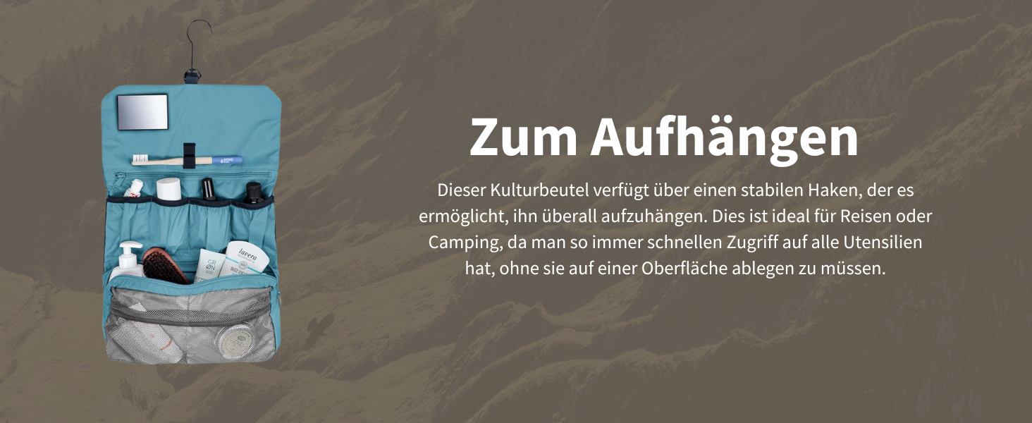 Kulturbeutel VAUDE WegaWrap: Косметичка з дзеркалом, тримачем для зубної щітки та гачком для підвішування, водонепроникна, чорна