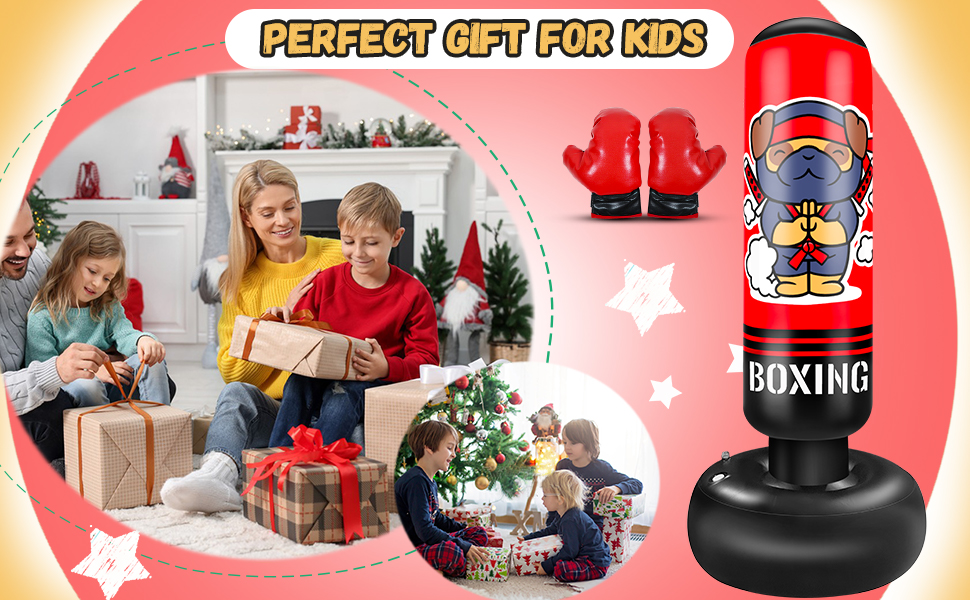 Надувний боксерський мішок для дітей Boxsack Kinder, 165 см, з боксерськими рукавичками, для карате, тхеквондо, MMA, ніндзя, подарунок для хлопчиків та дівчаток 3-12 років