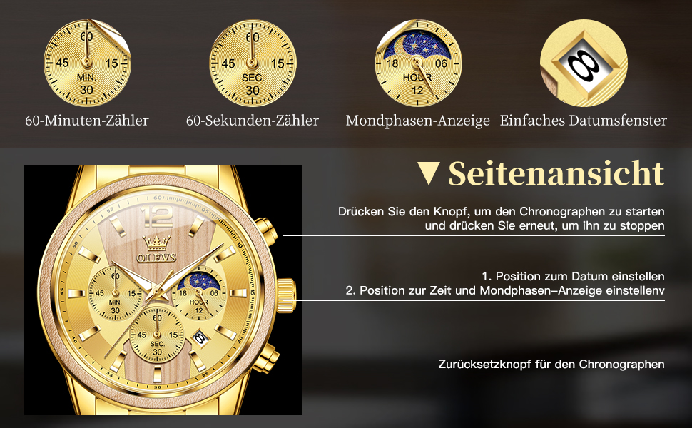 Чоловічий наручний годинник OLEVS з натурального дерева (клен), водонепроникний кварцовий годинник у бізнес-стилі, модель 3645