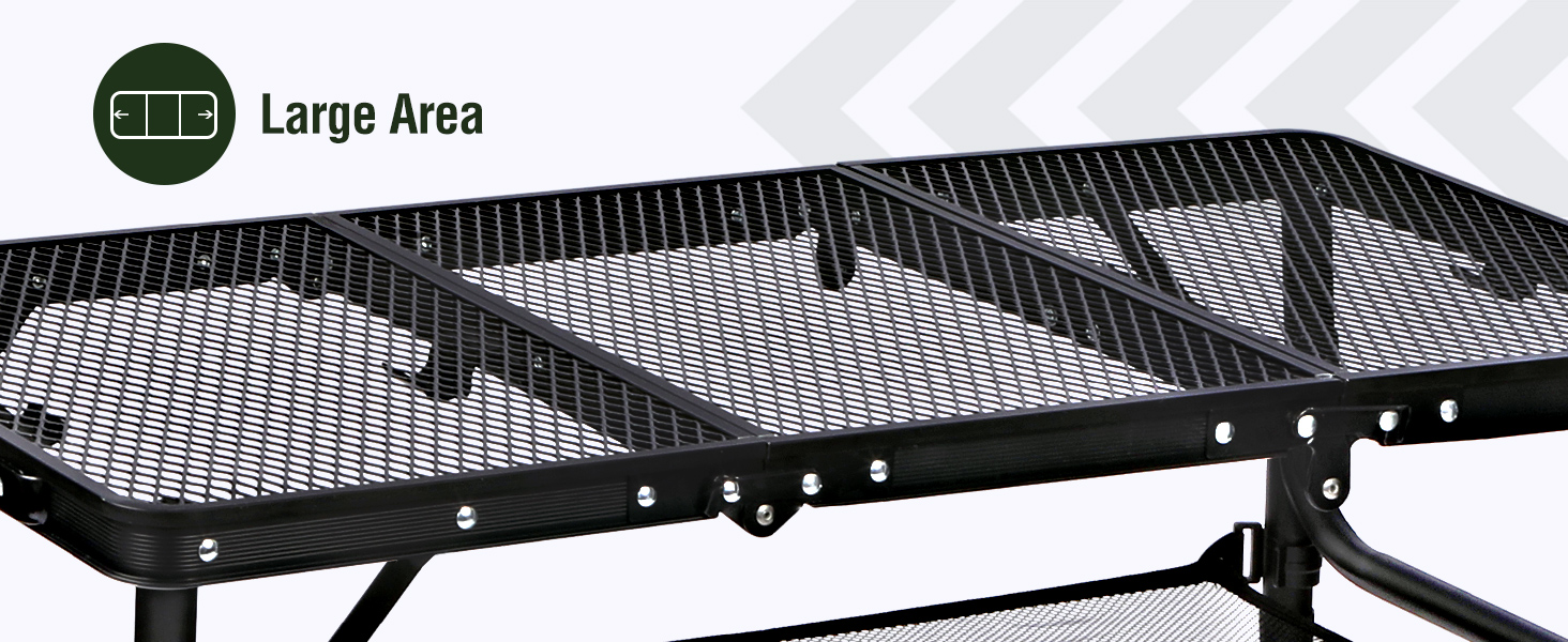 Складний стіл для пікніка REDCAMP 60x40 см, чорний - портативний стіл для кемпінгу, BBQ, приготування їжі на природі з регульованими ніжками