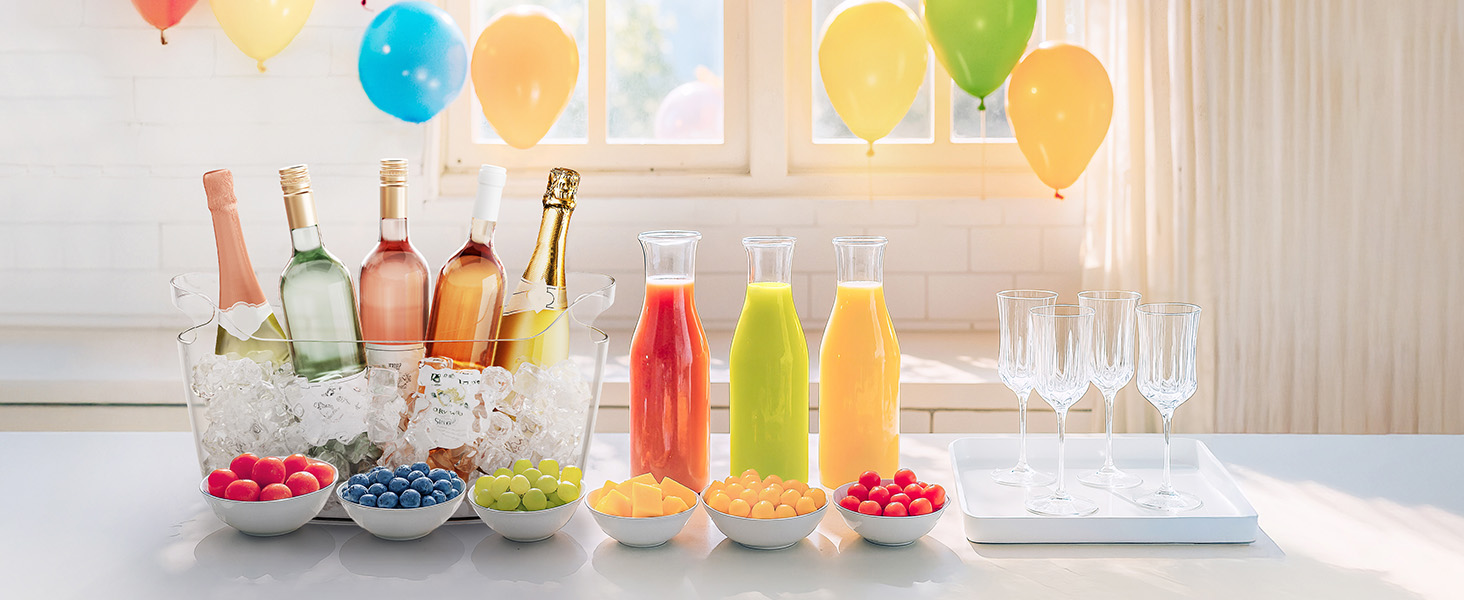 Охолоджувач для пляшок Lifewit 6,5L з лопаткою для льоду, пластиковий ведерко для шампанського (38 × 18 × 20cm), великий барний кулер з ручками для вина, пива, шампанського, напоїв, контейнер для фруктів та овочів